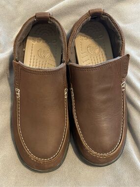 Mens's CROCS Denton Loafer Slip On Dress Comfort Shoes Leather  Brown Size 8